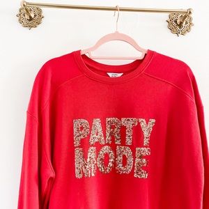 Crown & Ivy Red Sweatshirt with Gold Sequin 'Party Mode'